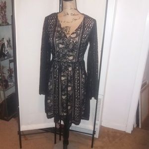 Black and Tan Crochet Dress
